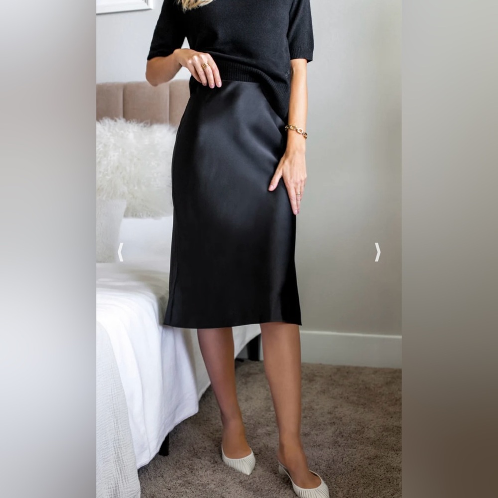 NWOT! Ravella | Alessa 100% Silk Skirt | Caviar Black | M - Picture 2 of 8
